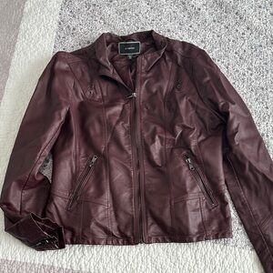 Croft & Barrow Women's Deep Burgundy Leather Jacket